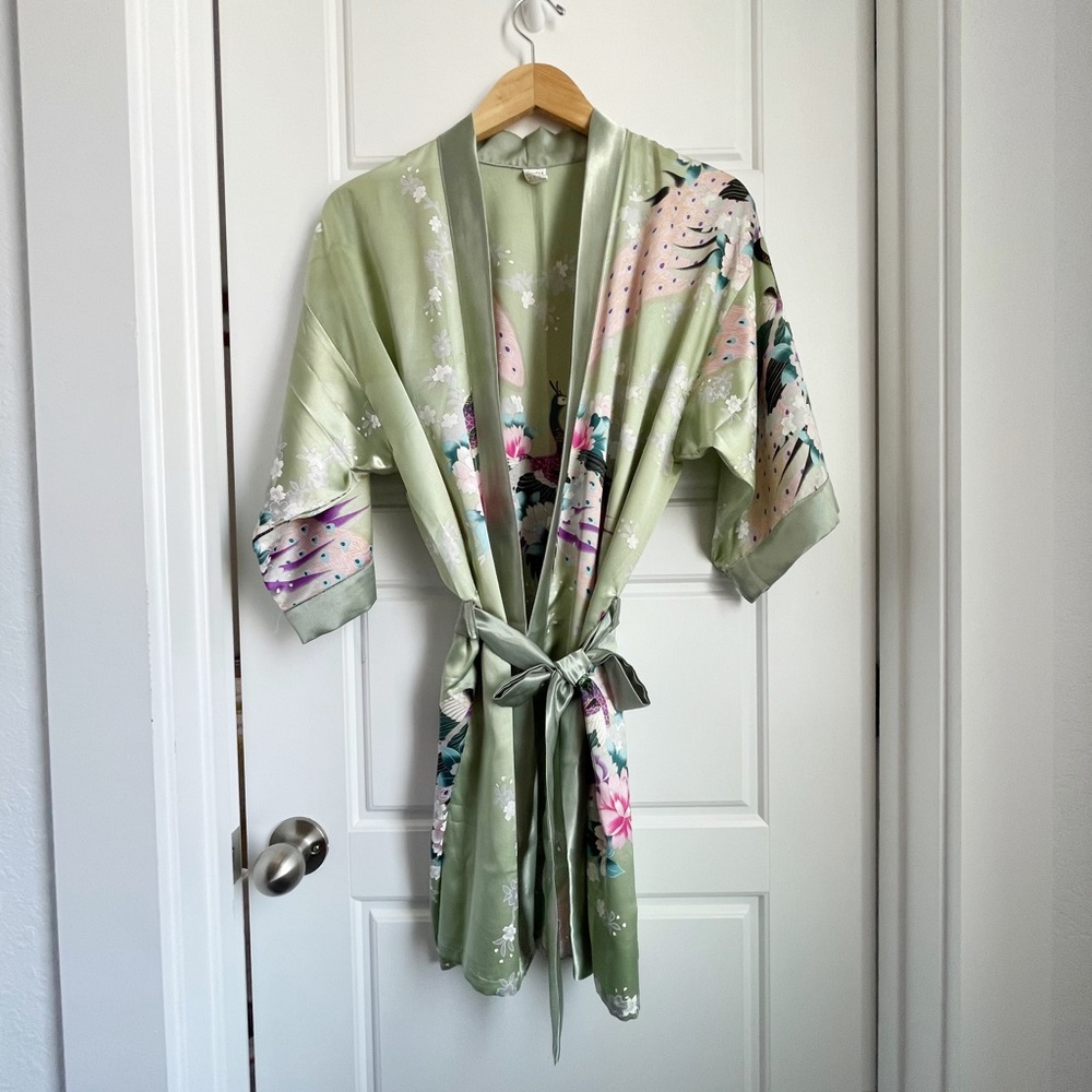 LIGHT GREEN SILK ROBE FROM VIETNAM